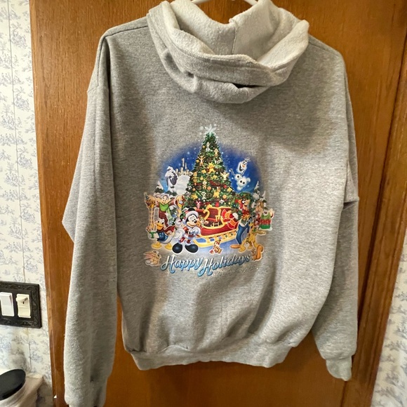 Disney Parks World Happy Holidays Christmas Jacket Youth XL Zip Hoodie - Picture 5 of 6